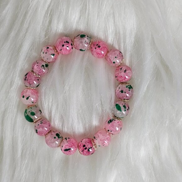 Cherry Blossom Glass Gradient Beaded Pink Bracelet NEW Set of 2 - Picture 6 of 8